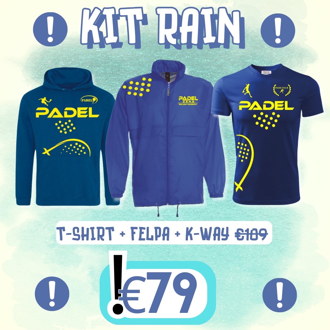 KIT RAIN ROYAL/GIALLO T-Shirt + K-way + Felpa - Zena Padel