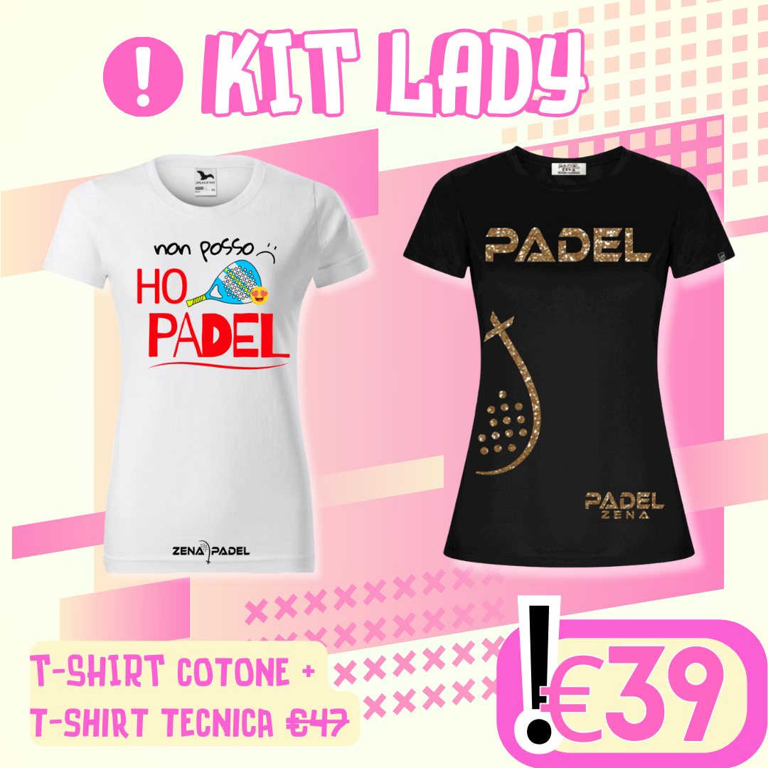 KIT LADY Non posso Shine  | T-shirt cotone + T-Shirt tecnica - Zena Padel