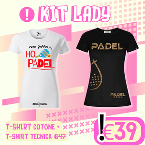 KIT LADY Non posso Shine  | T-shirt cotone + T-Shirt tecnica - Zena Padel