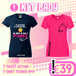 KIT LADY Mi piace il Padel Zena  | T-shirt cotone + T-Shirt tecnica - Zena Padel