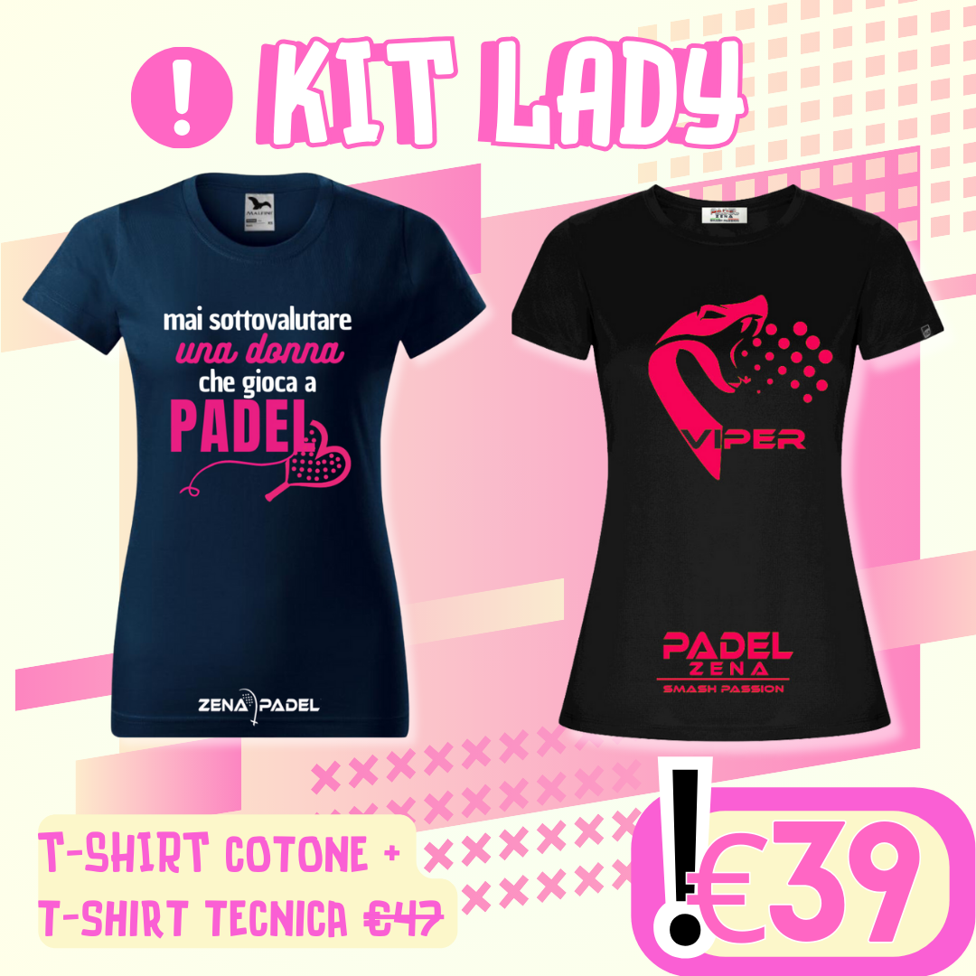 KIT LADY Mai Sottovalutare Viper | T-shirt cotone + T-Shirt tecnica - Zena Padel