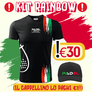 KIT RAINBOW NERO/ITA - T-Shirt + Cappellino - Zena Padel