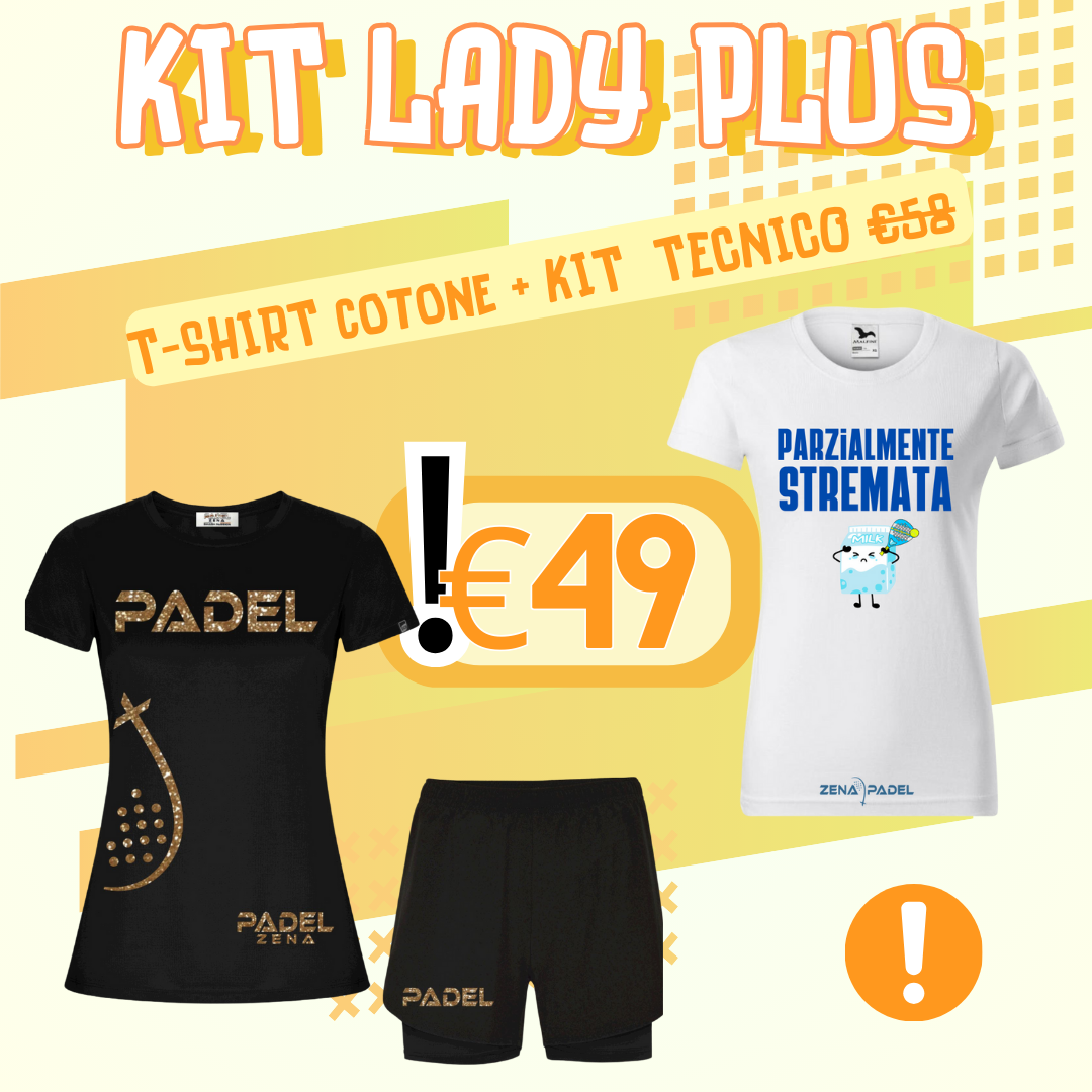 KIT LADY PLUS Stremata Shine - T-Shirt Cotone + Kit Tecnico - Zena Padel