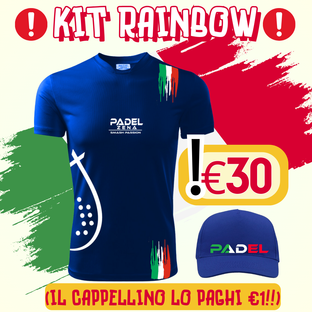 KIT RAINBOW ROYAL/ITA - T-Shirt + Cappellino - Zena Padel