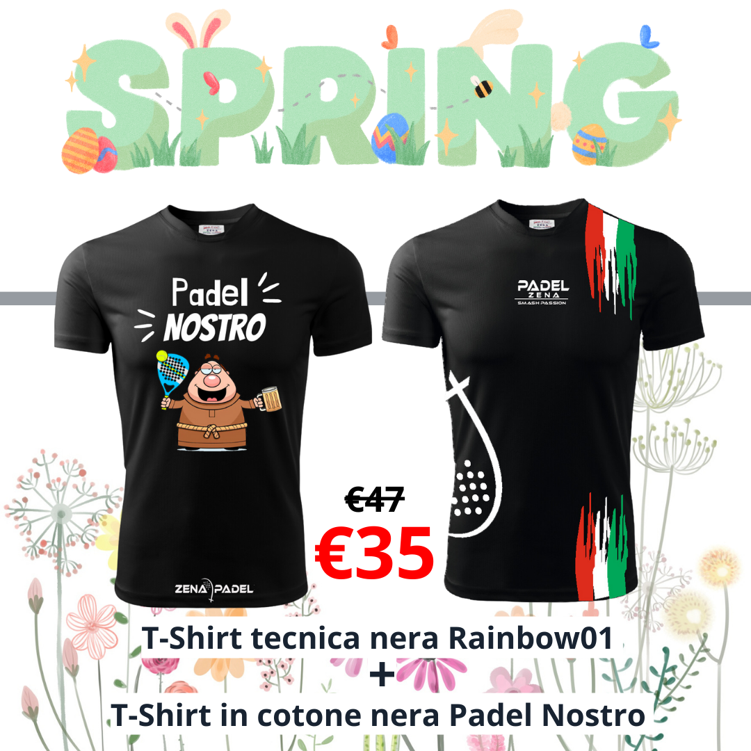 SPRING PROMO - BLACK - T-Shirt tecnica + cotone - Zena Padel