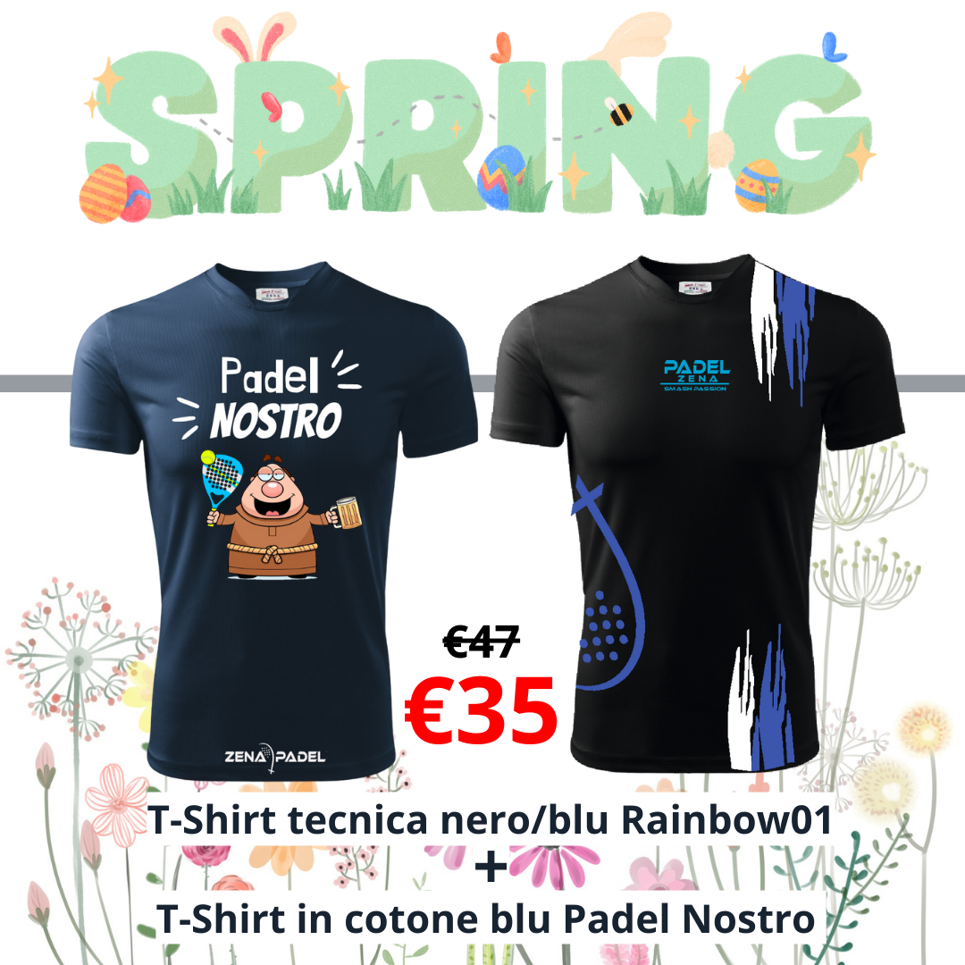 SPRING PROMO - BLACK|BLUE - T-Shirt tecnica + cotone - Zena Padel