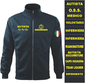 Felpa Personalizzabile Zip | Soccorritore Infermiere Autista 112 Medico OSS | Semplice - Zena Padel