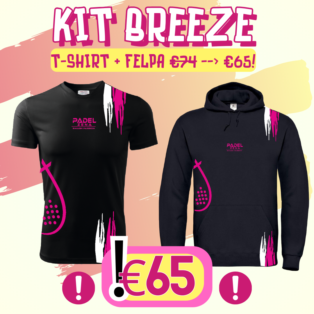 KIT BREEZE NERO/FUXIA T-Shirt + Felpa - Zena Padel