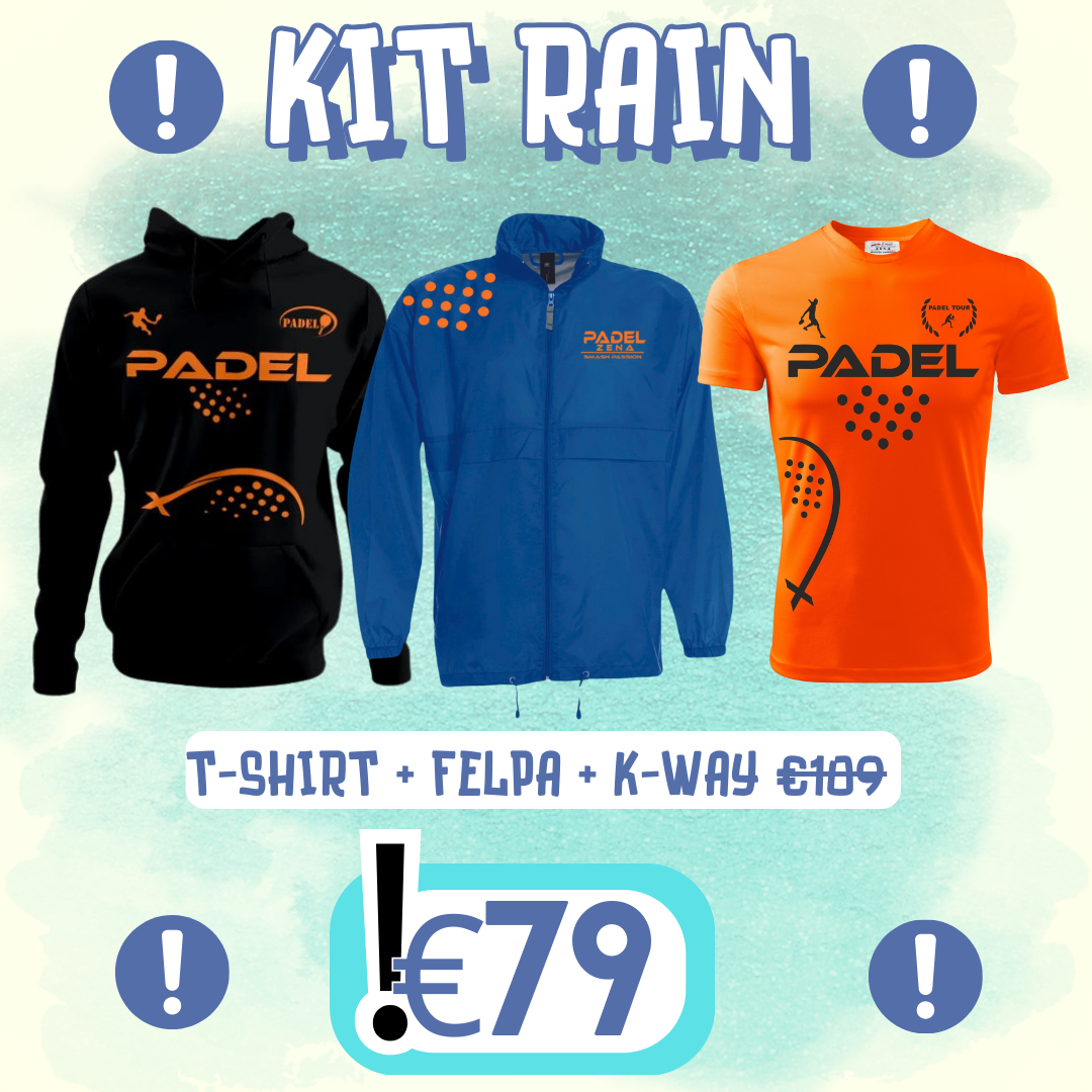 KIT RAIN ARANCIONE T-Shirt + K-way + Felpa - Zena Padel