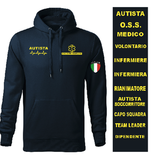 Felpa Personalizzabile Cappuccio | Soccorritore Infermiere Autista Soccorso Ambulanza 112 - Zena Padel