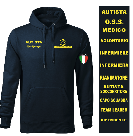 Felpa Personalizzabile Cappuccio | Soccorritore Infermiere Autista Soccorso Ambulanza 112 - Zena Padel