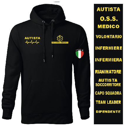 Felpa Personalizzabile Cappuccio | Soccorritore Infermiere Autista Soccorso Ambulanza 112 - Zena Padel