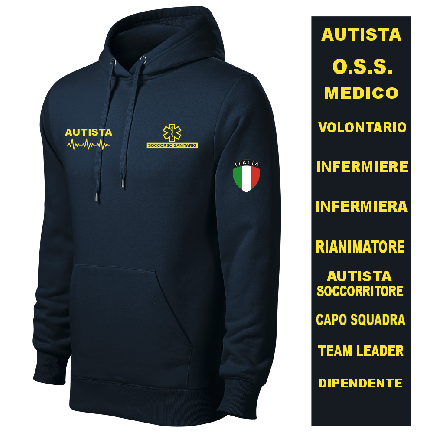 Felpa Personalizzabile Cappuccio | Soccorritore Infermiere Autista Soccorso Ambulanza 112 - Zena Padel