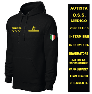 Felpa Personalizzabile Cappuccio | Soccorritore Infermiere Autista Soccorso Ambulanza 112 - Zena Padel