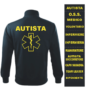 Felpa Personalizzabile Zip | Soccorritore Infermiere Autista 112 Medico OSS | Grande Fronte Retro - Zena Padel