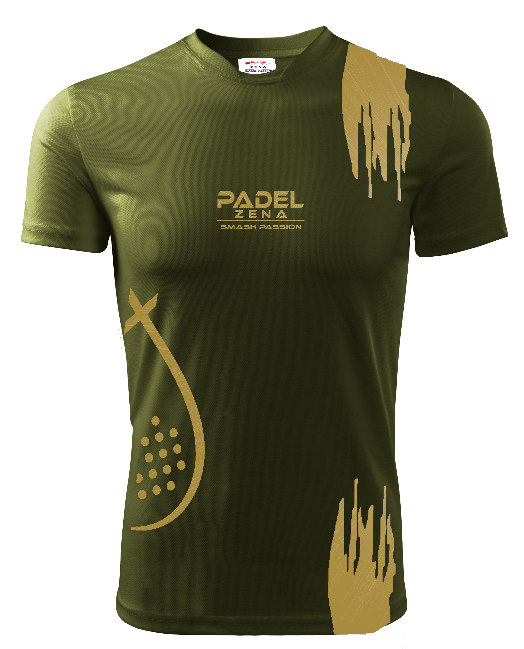 T-Shirt OLIVE Rainbow 01 | Verde/Oro/Nero - Zena Padel